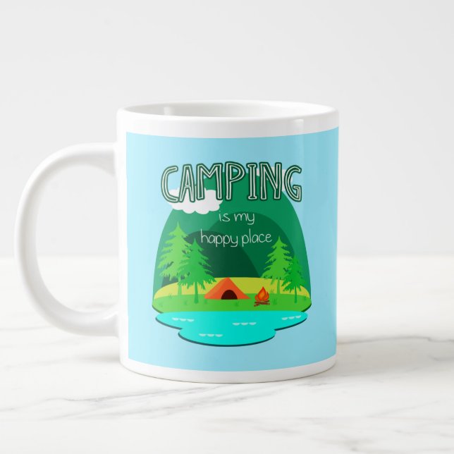 Camping is My Happy Place Giant Coffee Mug (Left)