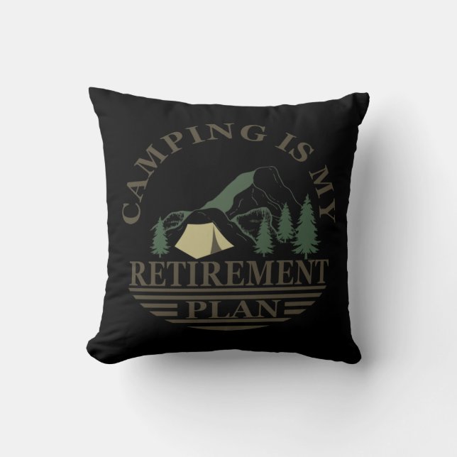 camping is my retirement plan funny camper throw pillow (Front)