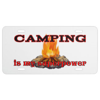 Camping Is My Super Power License Plate