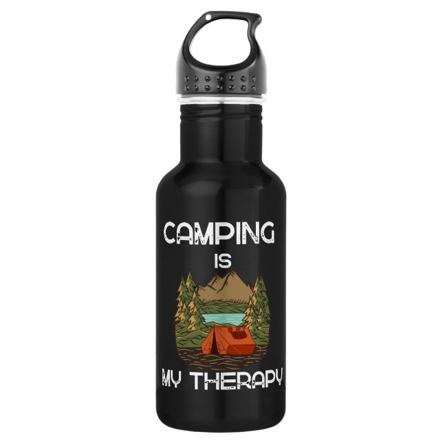 Camping Is My Therapy  Camping Lovers  Stainless Steel Water Bottle (Front)