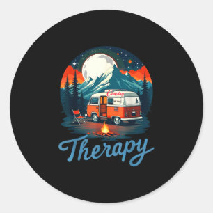 Camping is my therapy classic round sticker