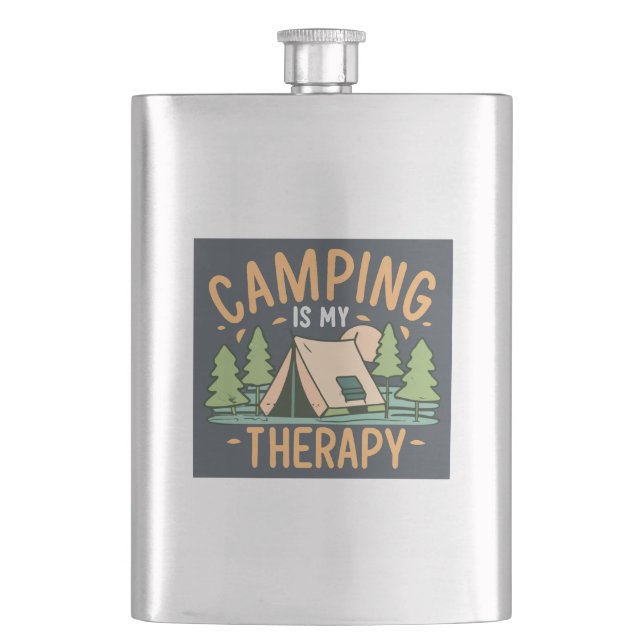 Camping Is My Therapy Flask (Front)