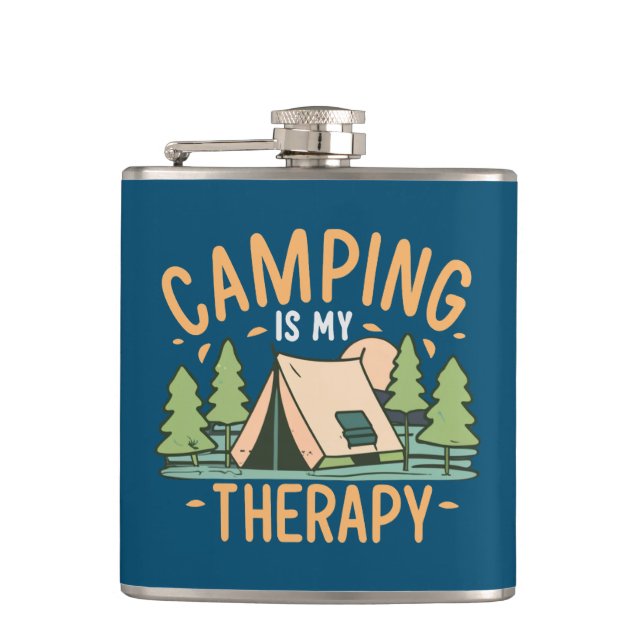 Camping Is My Therapy Flask (Front)