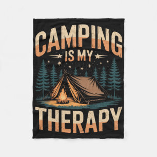 Camping Is My Therapy Fun Outdoor Campfire Family  Fleece Blanket