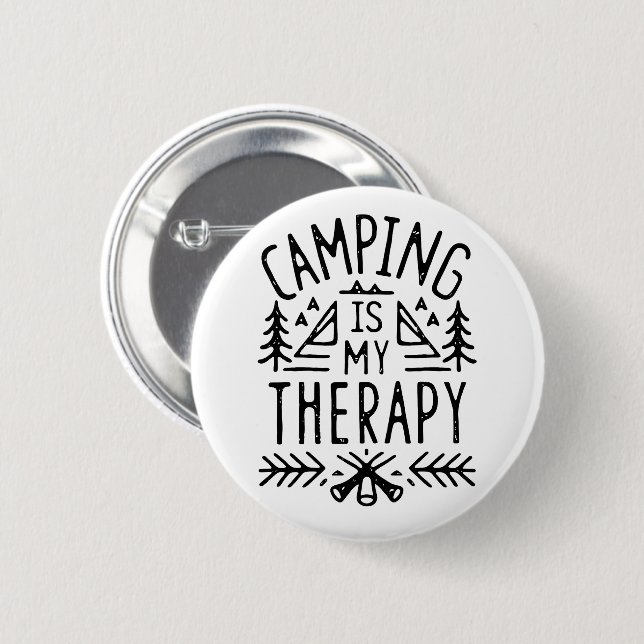 Camping is my therapy funny camper button (Front & Back)