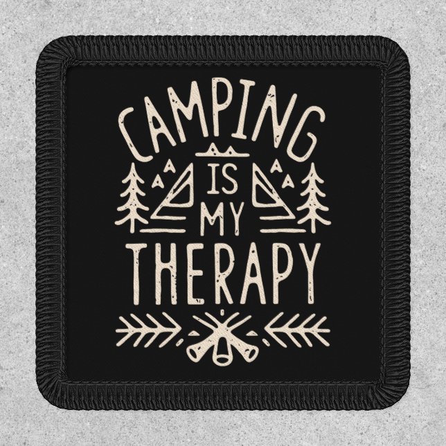 Camping is my therapy funny camper camp black patch (Front)