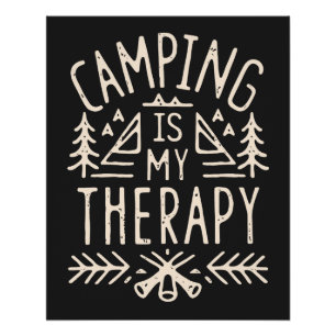 Camping is my therapy funny camper retro aesthetic poster
