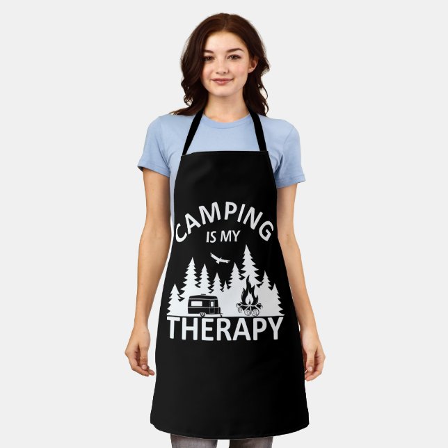 Camping is my therapy funny camper slogan apron (Worn)