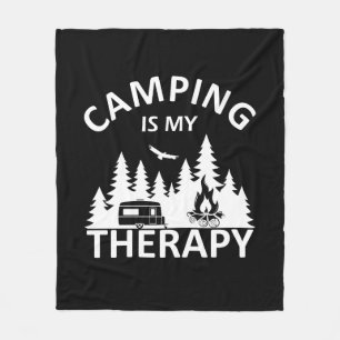 Camping is my therapy funny camper slogan fleece blanket