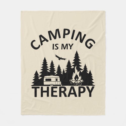 Camping is my therapy funny camper slogan fleece blanket