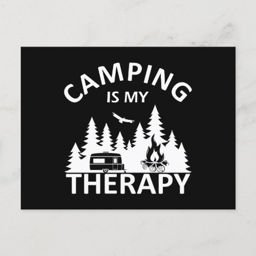 Camping is my therapy funny camper slogan holiday postcard