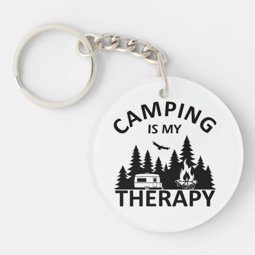 Camping is my therapy funny camper slogan keychain