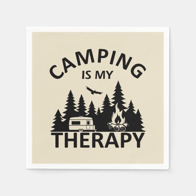Camping is my therapy funny camper slogan napkins (Front)