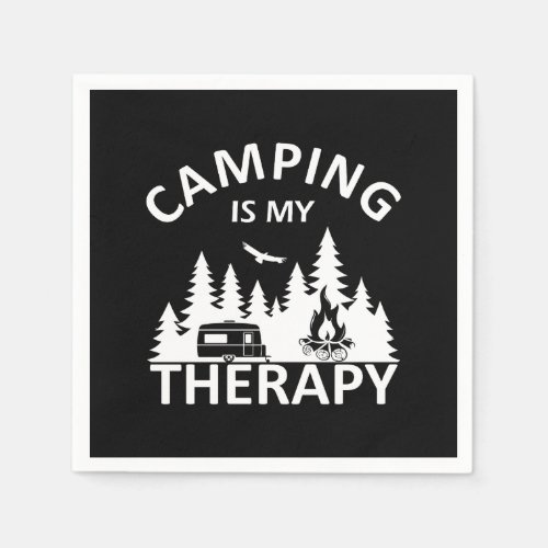 Camping is my therapy funny camper slogan napkins