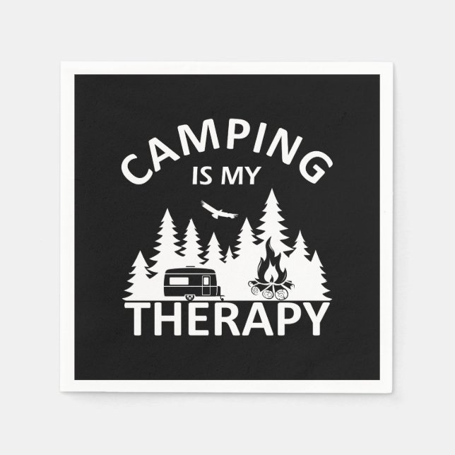 Camping is my therapy funny camper slogan napkins (Front)