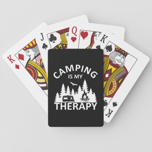 Camping is my therapy funny camper slogan poker cards