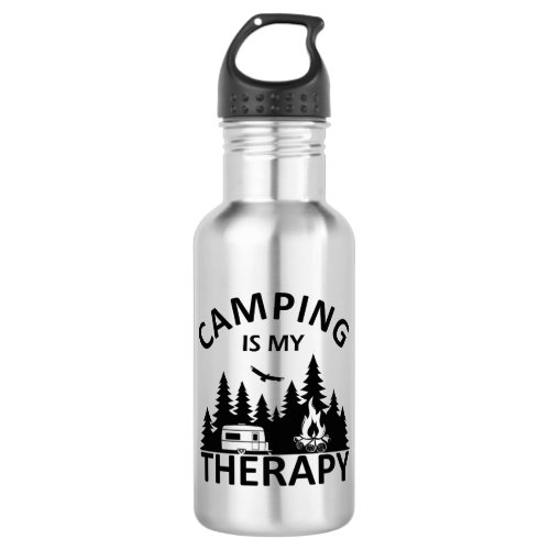 Camping is my therapy funny camper slogan stainless steel water bottle