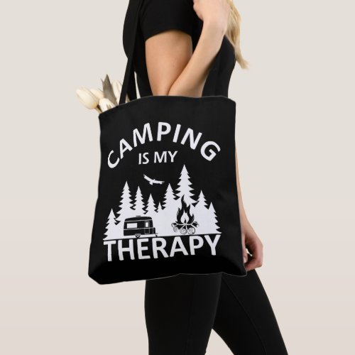 Camping is my therapy funny camper slogan tote bag