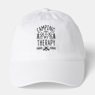 Camping is my therapy funny camper white hat