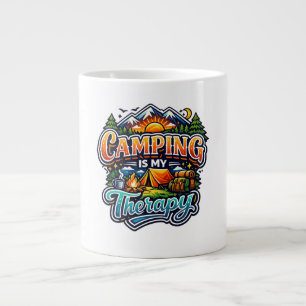 Camping Is My Therapy Funny Camping Outdoor Giant Coffee Mug