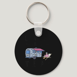 Camping is My Therapy Funny Flamingo Drinking Camp Keychain