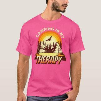 Camping Is My Therapy - Funny Retro Hiking Nature T-Shirt