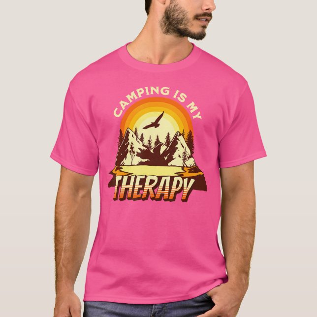 Camping Is My Therapy - Funny Retro Hiking Nature T-Shirt (Front)