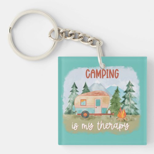 Camping Is My Therapy  Keychain