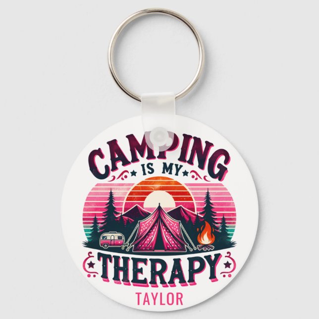 Camping Is My Therapy Keychain (Front)