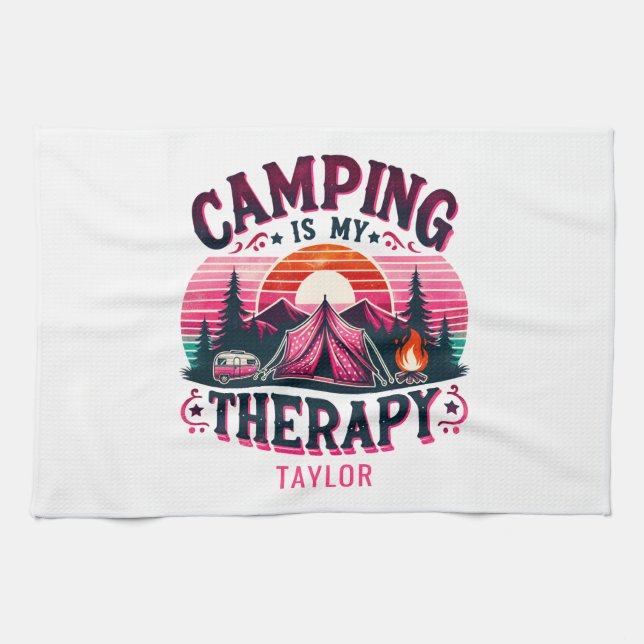Camping Is My Therapy Kitchen Towel (Horizontal)