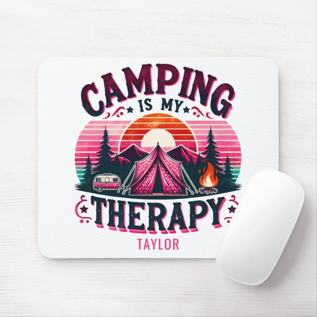 Camping Is My Therapy Mouse Pad (With Mouse)