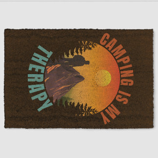 Camping is my therapy outdoor vacation gift fiber doormat