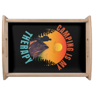 Camping is my therapy outdoor vacation gift serving tray