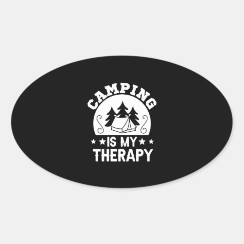 Camping is my therapy oval sticker