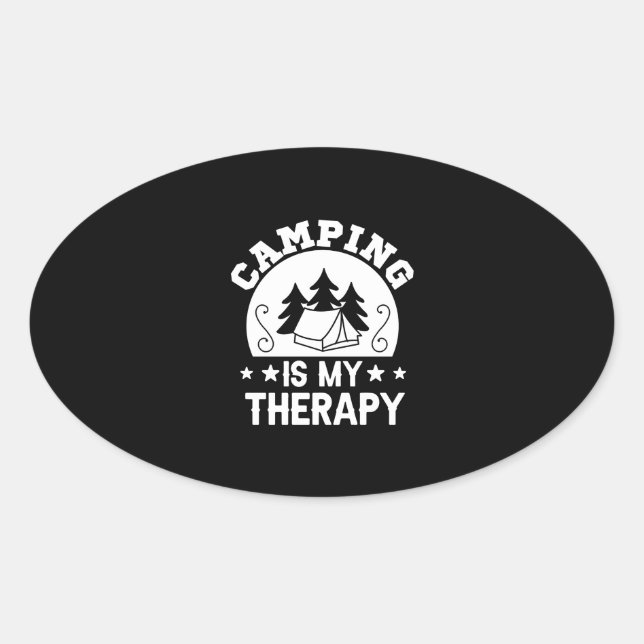 Camping is my therapy oval sticker (Front)