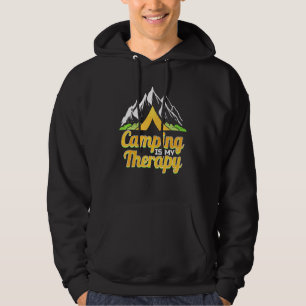 Camping Is My Therapy Retro Vintage Hiking And Cam Hoodie