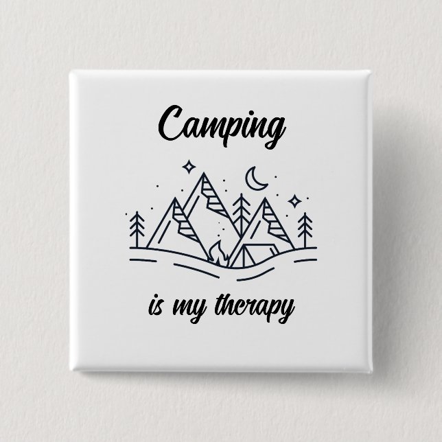 Camping is my therapy simple summer button (Front)