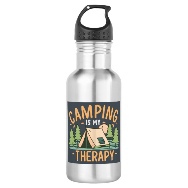 Camping Is My Therapy Stainless Steel Water Bottle (Front)
