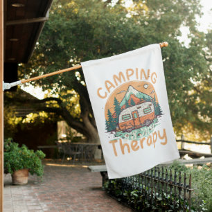Camping Is My Therapy Summer Vacation Family House Flag