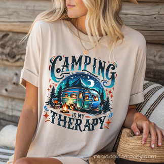 Camping Is My Therapy T-Shirt – Cute Camper Design Tri-Blend Shirt
