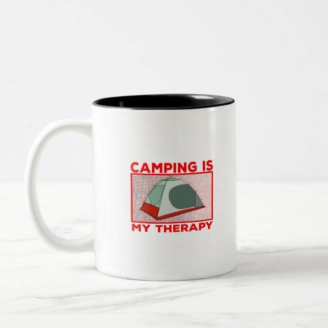 Camping is My Therapy Two-Tone Coffee Mug (Left)