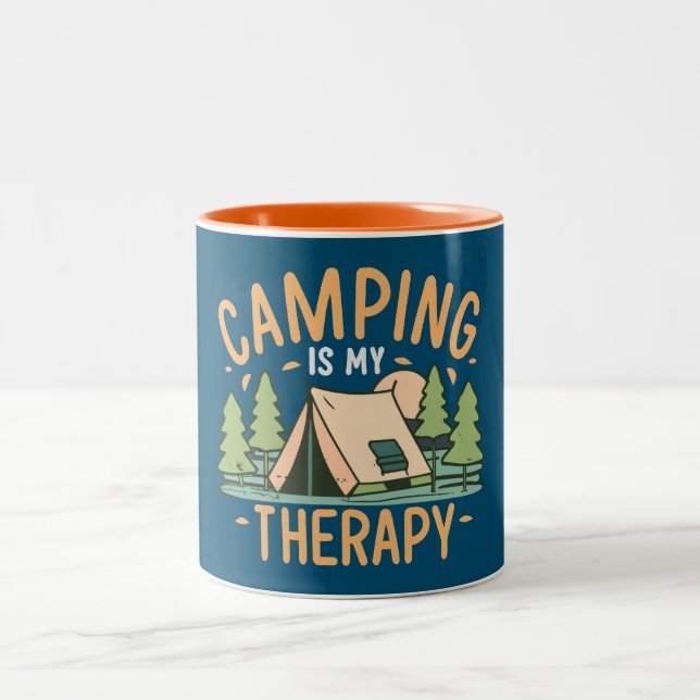 Camping Is My Therapy Two-Tone Coffee Mug (Center)