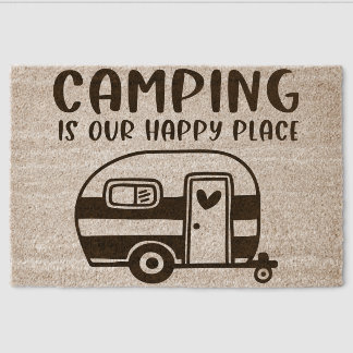 “Camping Is Our Happy Place” Fiber Doormat