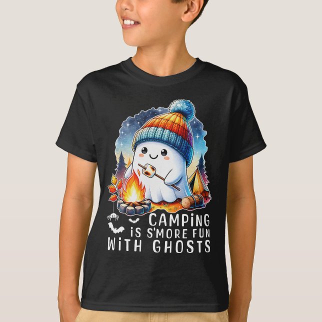 Camping is Smore Fun With Ghosts Funny Halloween T-Shirt (Front)