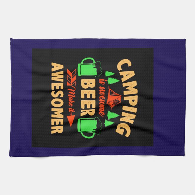 Camping is Swesome Beer Make it Aesomer-45676  Kitchen Towel (Horizontal)