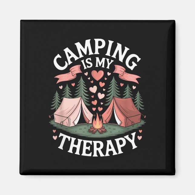 Camping is therapy outdoor camp lover adventure magnet (Front)