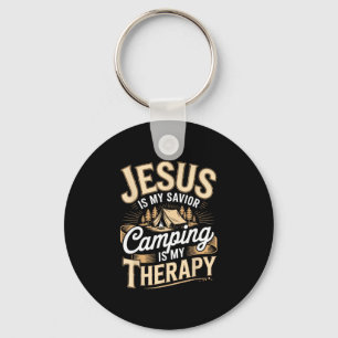 Camping jesus christian faith religious keychain