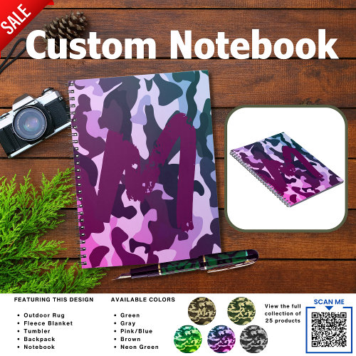 Camping Journal | ADD INITIAL Camouflage Kids Teen