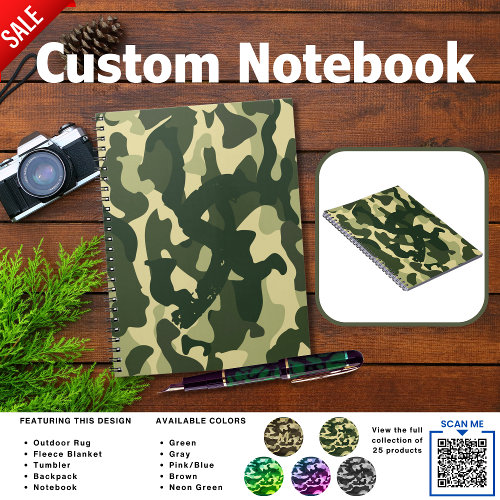 Camping Journal | ADD INITIAL Camouflage Kids Teen