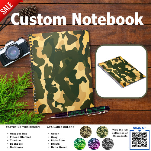Camping Journal | ADD INITIAL Camouflage Kids Teen